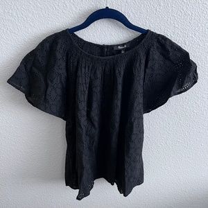 Madewell Black Eyelet Top - M